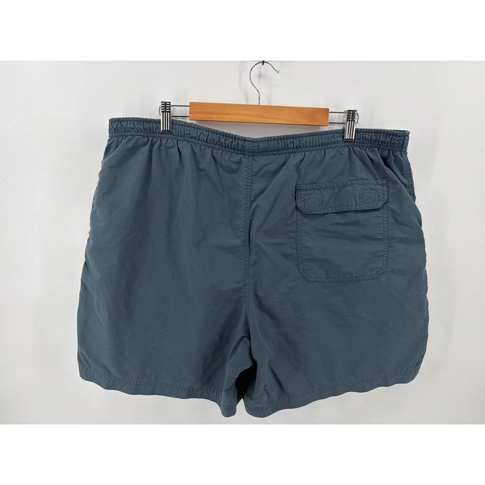 LL Bean Swim Trunks Blue/Green Mesh Lined Bathing Suit Board Short, Size XL
